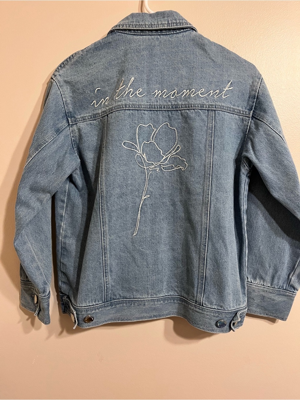 Denim jacket with back embroidery